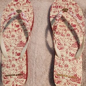 Destination Red Printed Thin Flip Flops 🗺